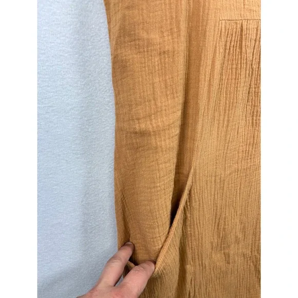 Davi & Dani Cotton Gauze Dress Womens Large Orange Boho Midi Pockets Lagen Look - Picture 9 of 9
